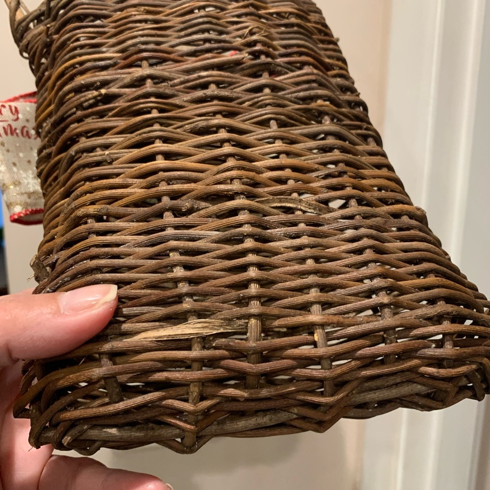 French Country Woven Wicker hanging Basket with Red Truck Ribbon - Picture 5 of 5